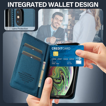 For iPhone XR LC.IMEEKE L1 Series Frosted Fine Texture PU Phone Case(Blue) - More iPhone Cases by LC.IMEEKE | Online Shopping UK | buy2fix