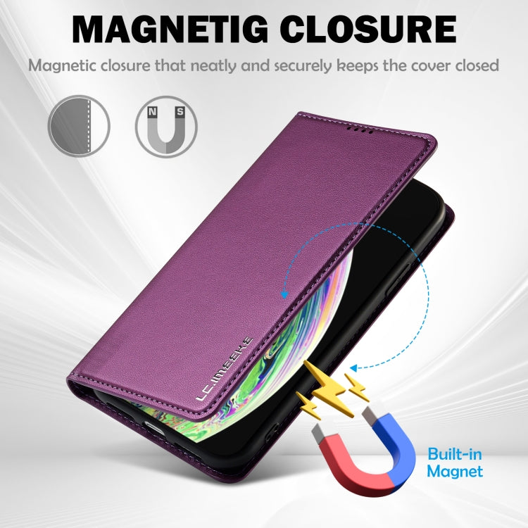 For iPhone XR LC.IMEEKE L1 Series Frosted Fine Texture PU Phone Case(Purple) - More iPhone Cases by LC.IMEEKE | Online Shopping UK | buy2fix