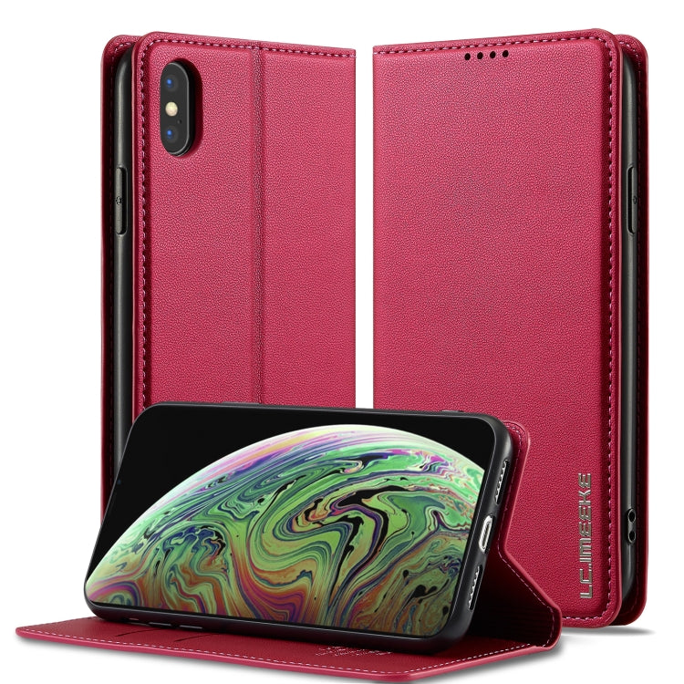For iPhone XR LC.IMEEKE L1 Series Frosted Fine Texture PU Phone Case(Red) - More iPhone Cases by LC.IMEEKE | Online Shopping UK | buy2fix