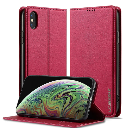 For iPhone XR LC.IMEEKE L1 Series Frosted Fine Texture PU Phone Case(Red) - More iPhone Cases by LC.IMEEKE | Online Shopping UK | buy2fix