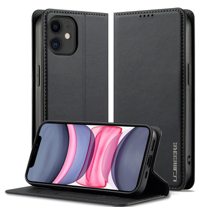 For iPhone 12 / 12 Pro LC.IMEEKE L1 Series Frosted Fine Texture PU Phone Case(Black) - iPhone 12 / 12 Pro Cases by LC.IMEEKE | Online Shopping UK | buy2fix