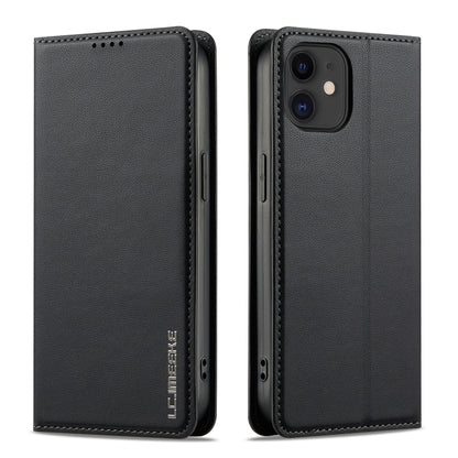 For iPhone 12 / 12 Pro LC.IMEEKE L1 Series Frosted Fine Texture PU Phone Case(Black) - iPhone 12 / 12 Pro Cases by LC.IMEEKE | Online Shopping UK | buy2fix