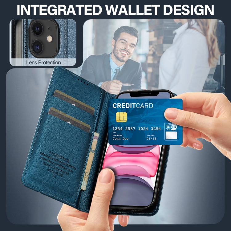 For iPhone 12 / 12 Pro LC.IMEEKE L1 Series Frosted Fine Texture PU Phone Case(Blue) - iPhone 12 / 12 Pro Cases by LC.IMEEKE | Online Shopping UK | buy2fix