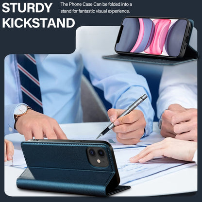 For iPhone 12 / 12 Pro LC.IMEEKE L1 Series Frosted Fine Texture PU Phone Case(Blue) - iPhone 12 / 12 Pro Cases by LC.IMEEKE | Online Shopping UK | buy2fix