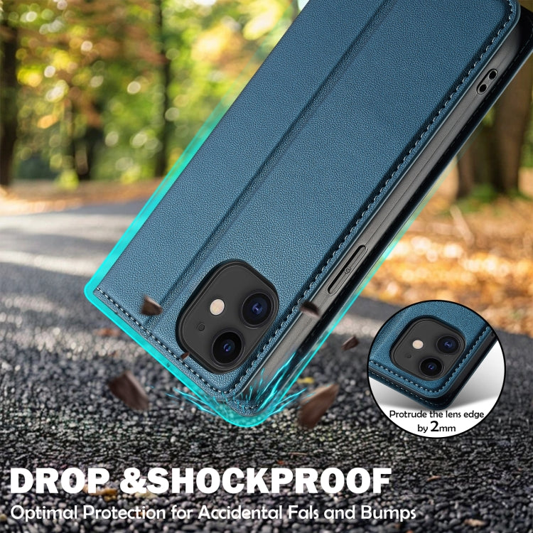 For iPhone 12 / 12 Pro LC.IMEEKE L1 Series Frosted Fine Texture PU Phone Case(Blue) - iPhone 12 / 12 Pro Cases by LC.IMEEKE | Online Shopping UK | buy2fix