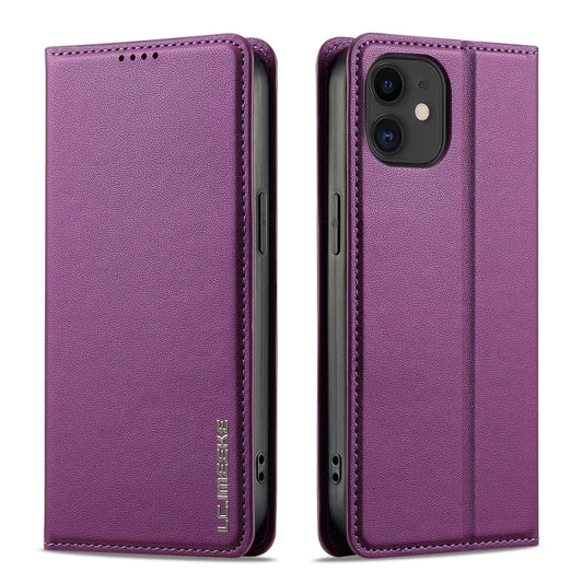 For iPhone 12 / 12 Pro LC.IMEEKE L1 Series Frosted Fine Texture PU Phone Case(Purple) - iPhone 12 / 12 Pro Cases by LC.IMEEKE | Online Shopping UK | buy2fix