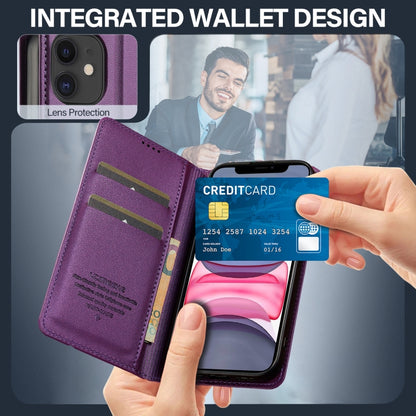 For iPhone 12 / 12 Pro LC.IMEEKE L1 Series Frosted Fine Texture PU Phone Case(Purple) - iPhone 12 / 12 Pro Cases by LC.IMEEKE | Online Shopping UK | buy2fix