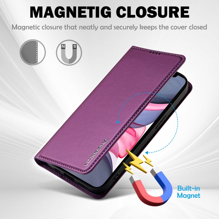 For iPhone 12 / 12 Pro LC.IMEEKE L1 Series Frosted Fine Texture PU Phone Case(Purple) - iPhone 12 / 12 Pro Cases by LC.IMEEKE | Online Shopping UK | buy2fix