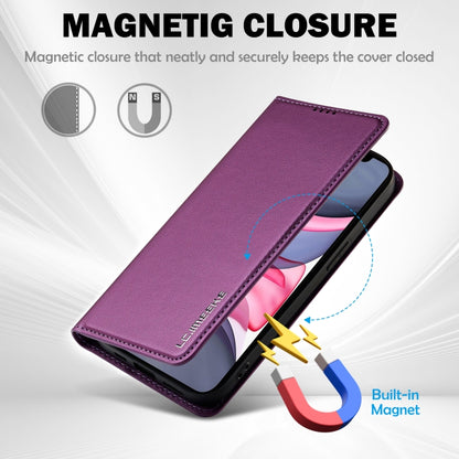 For iPhone 12 / 12 Pro LC.IMEEKE L1 Series Frosted Fine Texture PU Phone Case(Purple) - iPhone 12 / 12 Pro Cases by LC.IMEEKE | Online Shopping UK | buy2fix
