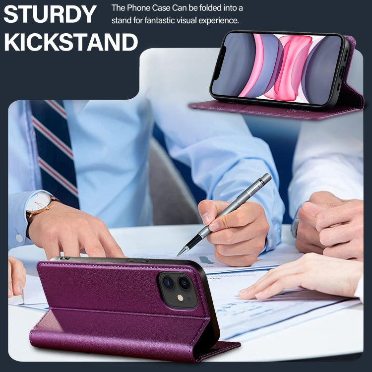 For iPhone 12 / 12 Pro LC.IMEEKE L1 Series Frosted Fine Texture PU Phone Case(Purple) - iPhone 12 / 12 Pro Cases by LC.IMEEKE | Online Shopping UK | buy2fix