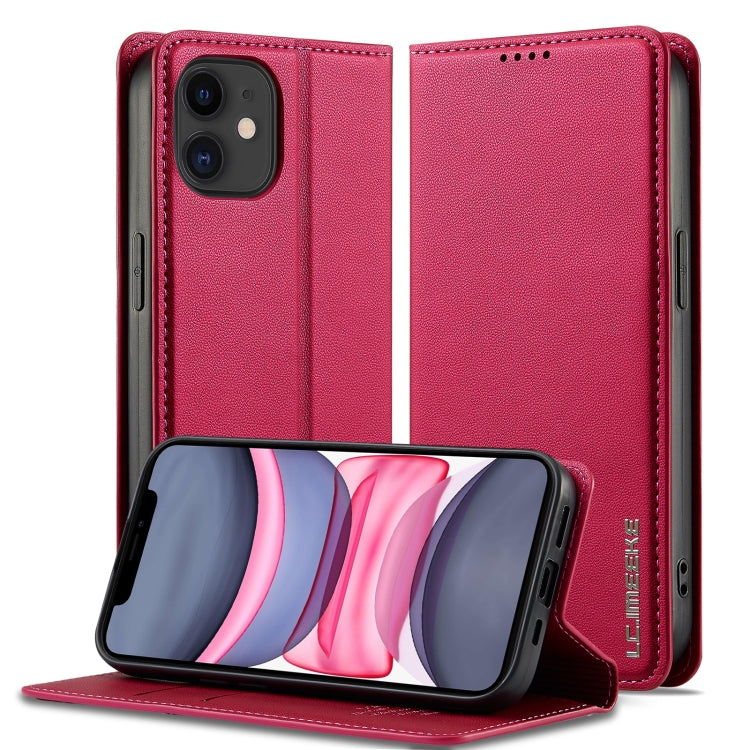 For iPhone 12 / 12 Pro LC.IMEEKE L1 Series Frosted Fine Texture PU Phone Case(Red) - iPhone 12 / 12 Pro Cases by LC.IMEEKE | Online Shopping UK | buy2fix