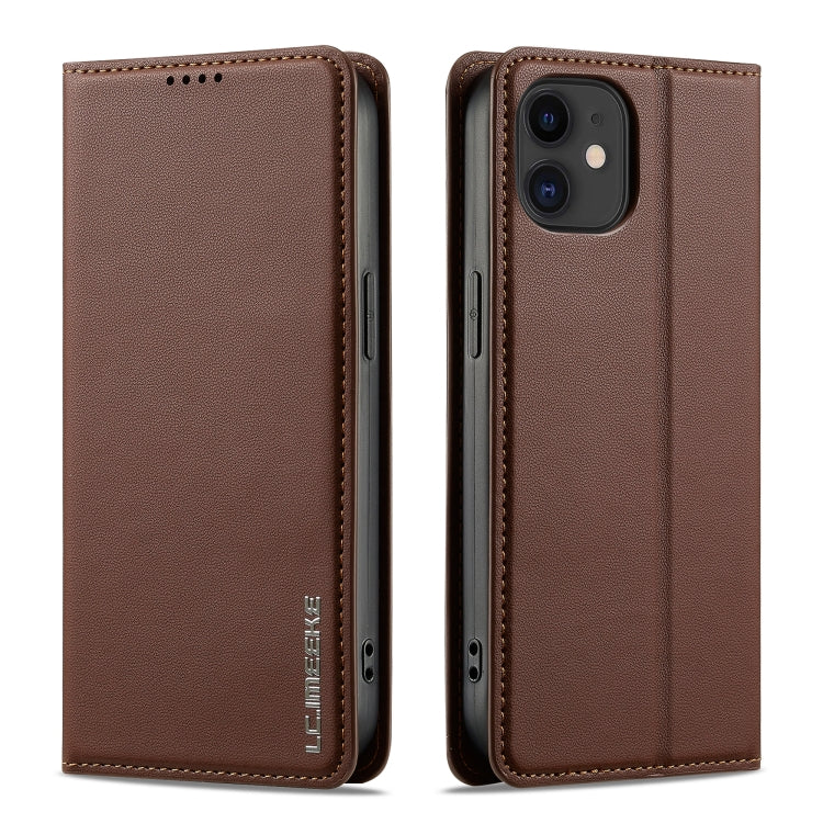 For iPhone 11 LC.IMEEKE L1 Series Frosted Fine Texture PU Phone Case(Brown) - iPhone 11 Cases by LC.IMEEKE | Online Shopping UK | buy2fix