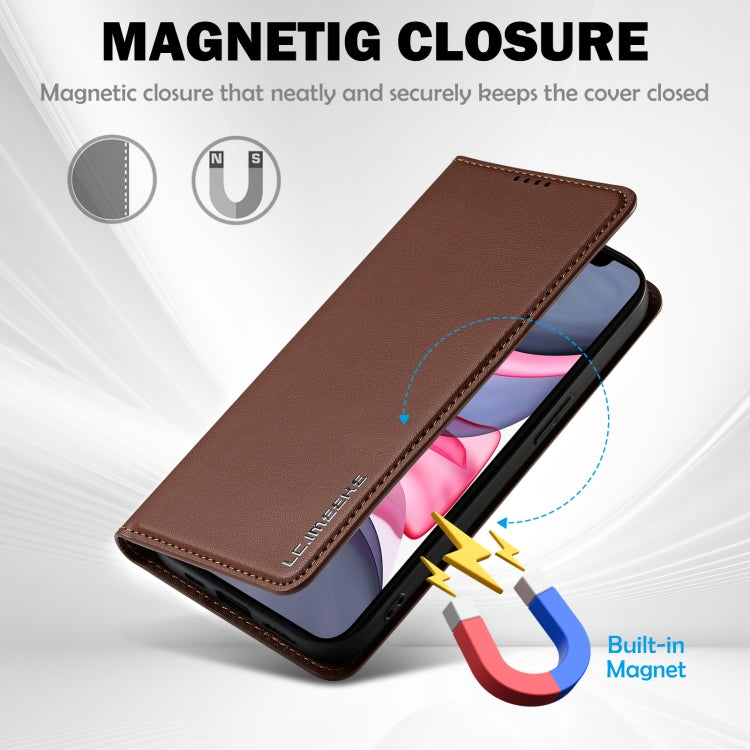 For iPhone 11 LC.IMEEKE L1 Series Frosted Fine Texture PU Phone Case(Brown) - iPhone 11 Cases by LC.IMEEKE | Online Shopping UK | buy2fix