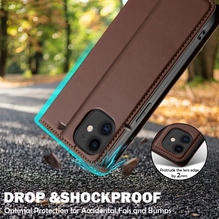 For iPhone 11 LC.IMEEKE L1 Series Frosted Fine Texture PU Phone Case(Brown) - iPhone 11 Cases by LC.IMEEKE | Online Shopping UK | buy2fix