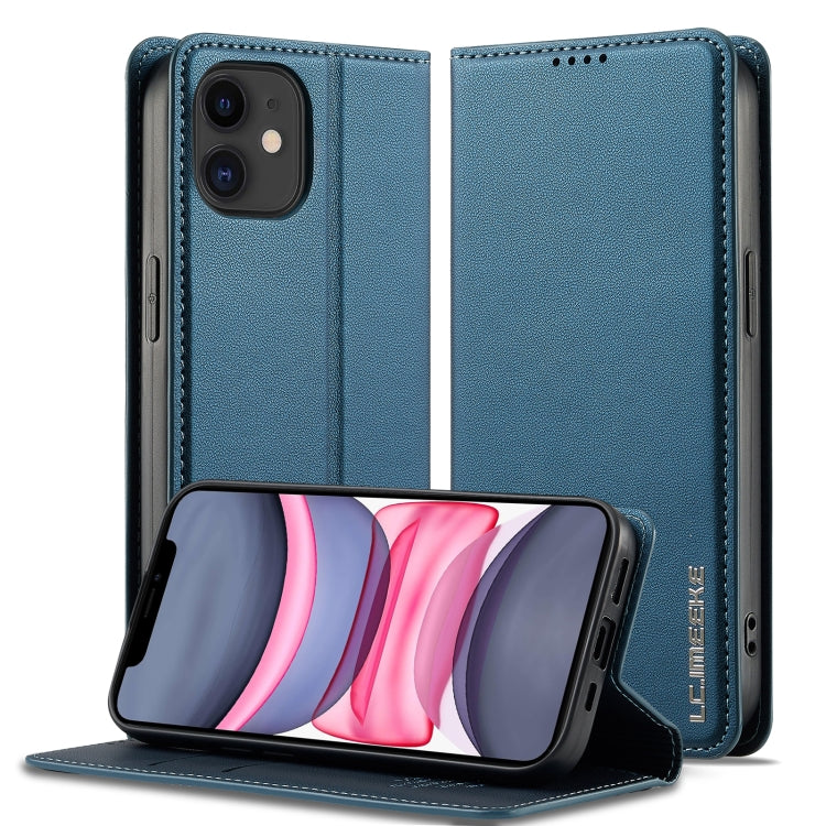 For iPhone 11 LC.IMEEKE L1 Series Frosted Fine Texture PU Phone Case(Blue) - iPhone 11 Cases by LC.IMEEKE | Online Shopping UK | buy2fix