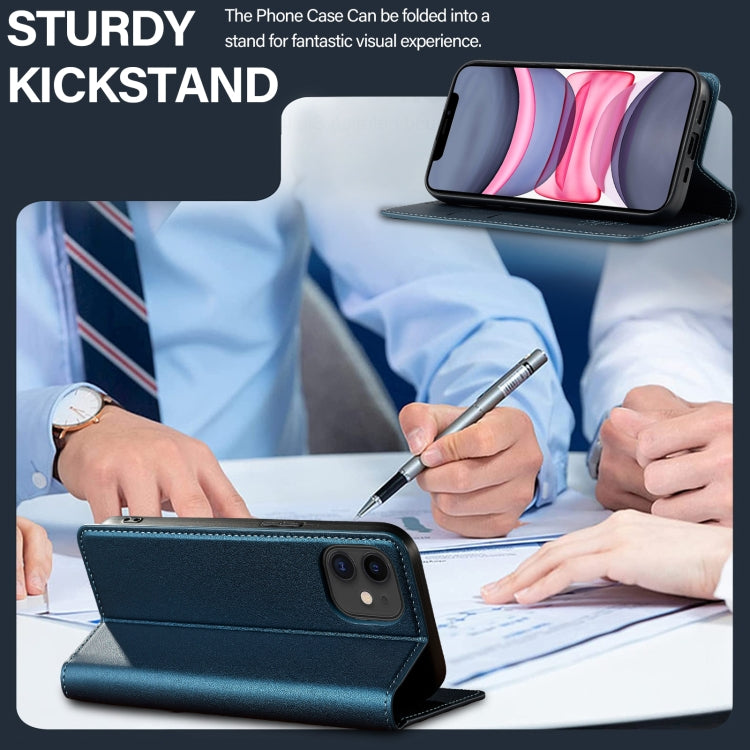 For iPhone 11 LC.IMEEKE L1 Series Frosted Fine Texture PU Phone Case(Blue) - iPhone 11 Cases by LC.IMEEKE | Online Shopping UK | buy2fix