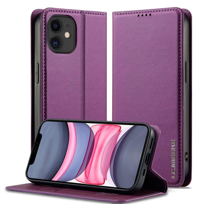 For iPhone 11 LC.IMEEKE L1 Series Frosted Fine Texture PU Phone Case(Purple) - iPhone 11 Cases by LC.IMEEKE | Online Shopping UK | buy2fix