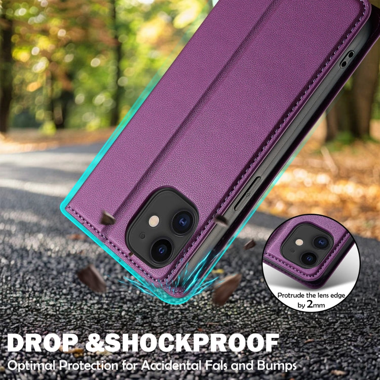 For iPhone 11 LC.IMEEKE L1 Series Frosted Fine Texture PU Phone Case(Purple) - iPhone 11 Cases by LC.IMEEKE | Online Shopping UK | buy2fix