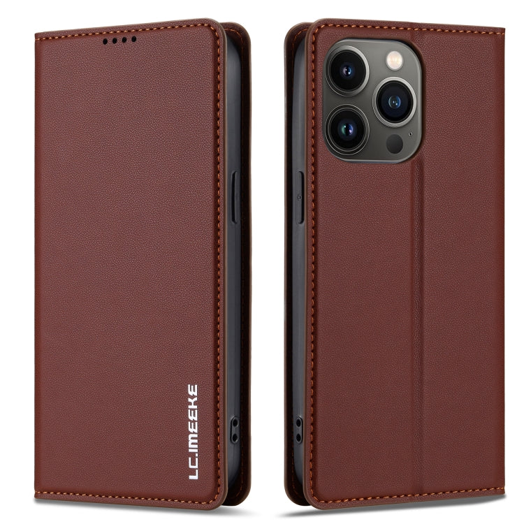 For iPhone 11 Pro LC.IMEEKE L1 Series Frosted Fine Texture PU Phone Case(Brown) - iPhone 11 Pro Cases by LC.IMEEKE | Online Shopping UK | buy2fix