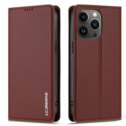 For iPhone 11 Pro LC.IMEEKE L1 Series Frosted Fine Texture PU Phone Case(Brown) - iPhone 11 Pro Cases by LC.IMEEKE | Online Shopping UK | buy2fix