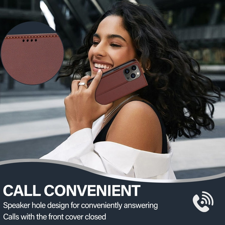 For iPhone 11 Pro LC.IMEEKE L1 Series Frosted Fine Texture PU Phone Case(Brown) - iPhone 11 Pro Cases by LC.IMEEKE | Online Shopping UK | buy2fix