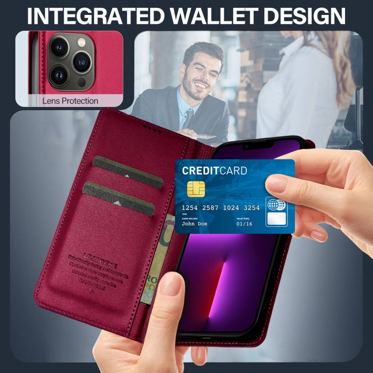 For iPhone 11 Pro LC.IMEEKE L1 Series Frosted Fine Texture PU Phone Case(Red) - iPhone 11 Pro Cases by LC.IMEEKE | Online Shopping UK | buy2fix