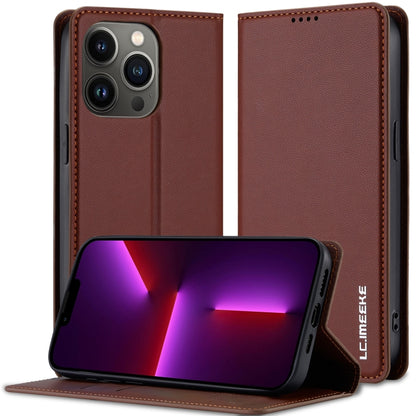 For iPhone 11 Pro Max LC.IMEEKE L1 Series Frosted Fine Texture PU Phone Case(Brown) - iPhone 11 Pro Max Cases by LC.IMEEKE | Online Shopping UK | buy2fix