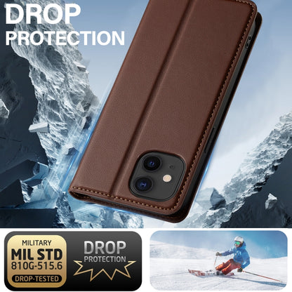 For iPhone 12 mini / 13 mini LC.IMEEKE L1 Series Frosted Fine Texture PU Phone Case(Brown) - iPhone 12 mini Cases by LC.IMEEKE | Online Shopping UK | buy2fix