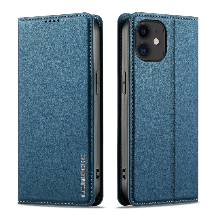 For iPhone 12 mini / 13 mini LC.IMEEKE L1 Series Frosted Fine Texture PU Phone Case(Blue) - iPhone 12 mini Cases by LC.IMEEKE | Online Shopping UK | buy2fix