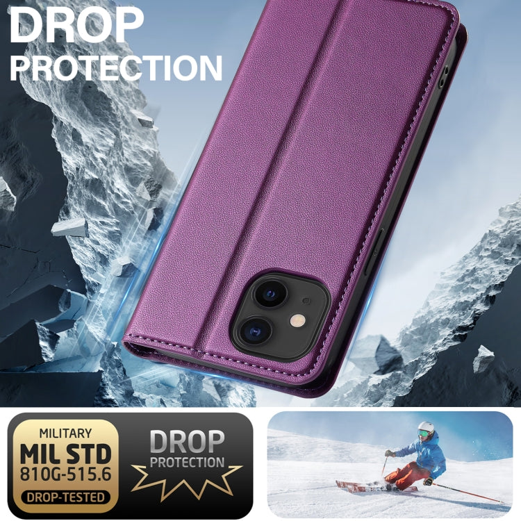 For iPhone 12 mini / 13 mini LC.IMEEKE L1 Series Frosted Fine Texture PU Phone Case(Purple) - iPhone 12 mini Cases by LC.IMEEKE | Online Shopping UK | buy2fix