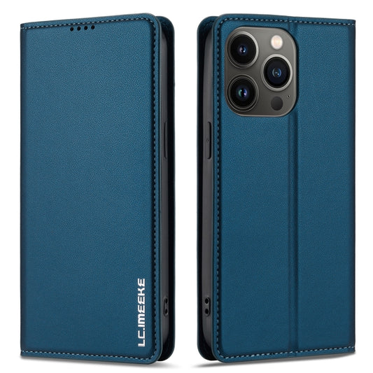 For iPhone 13 Pro Max LC.IMEEKE L1 Series Frosted Fine Texture PU Phone Case(Blue) - iPhone 13 Pro Max Cases by LC.IMEEKE | Online Shopping UK | buy2fix