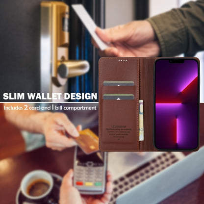 For iPhone 13 Pro LC.IMEEKE L1 Series Frosted Fine Texture PU Phone Case(Brown) - iPhone 13 Pro Cases by LC.IMEEKE | Online Shopping UK | buy2fix
