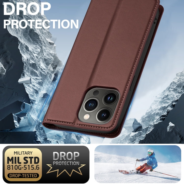 For iPhone 13 Pro LC.IMEEKE L1 Series Frosted Fine Texture PU Phone Case(Brown) - iPhone 13 Pro Cases by LC.IMEEKE | Online Shopping UK | buy2fix