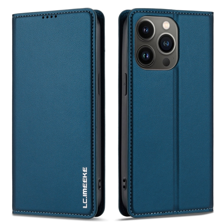 For iPhone 13 Pro LC.IMEEKE L1 Series Frosted Fine Texture PU Phone Case(Blue) - iPhone 13 Pro Cases by LC.IMEEKE | Online Shopping UK | buy2fix