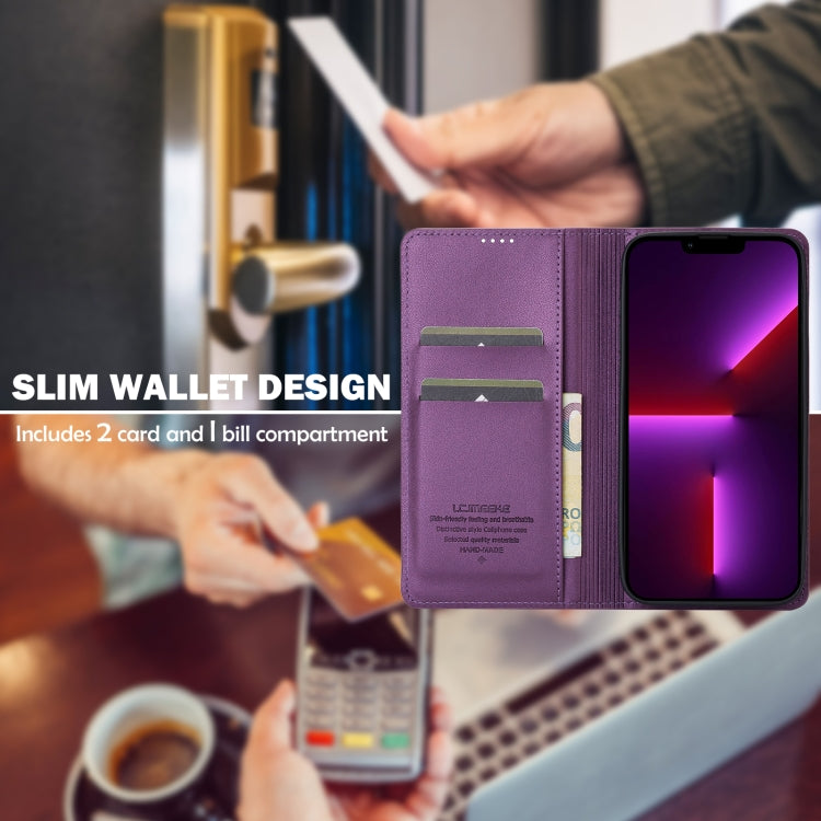 For iPhone 13 Pro LC.IMEEKE L1 Series Frosted Fine Texture PU Phone Case(Purple) - iPhone 13 Pro Cases by LC.IMEEKE | Online Shopping UK | buy2fix