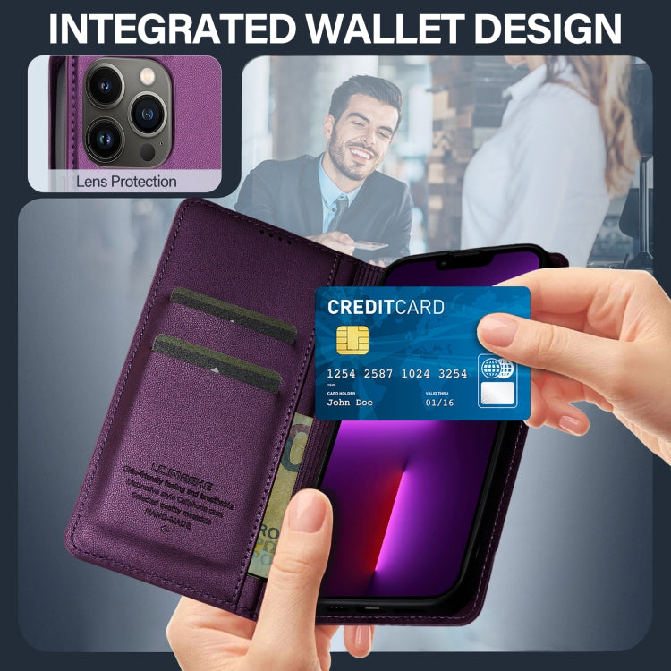 For iPhone 13 Pro LC.IMEEKE L1 Series Frosted Fine Texture PU Phone Case(Purple) - iPhone 13 Pro Cases by LC.IMEEKE | Online Shopping UK | buy2fix