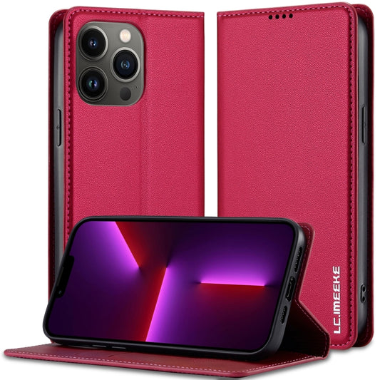 For iPhone 13 Pro LC.IMEEKE L1 Series Frosted Fine Texture PU Phone Case(Red) - iPhone 13 Pro Cases by LC.IMEEKE | Online Shopping UK | buy2fix