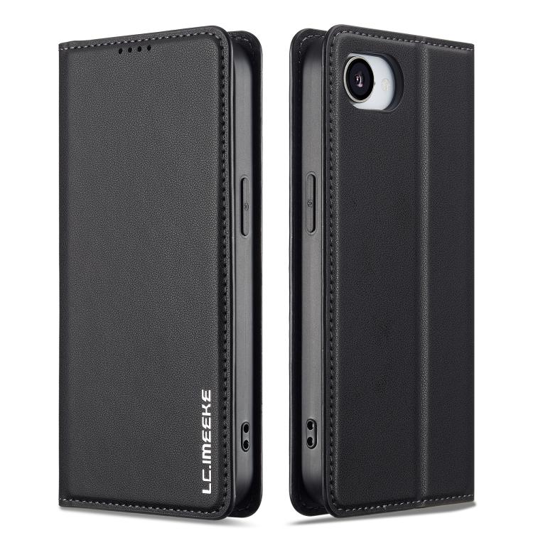 For iPhone 16e LC.IMEEKE L1 Series Frosted Fine Texture PU Phone Case(Black) - iPhone 16e Cases by LC.IMEEKE | Online Shopping UK | buy2fix