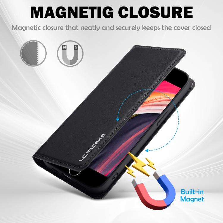 For iPhone 16e LC.IMEEKE L1 Series Frosted Fine Texture PU Phone Case(Black) - iPhone 16e Cases by LC.IMEEKE | Online Shopping UK | buy2fix