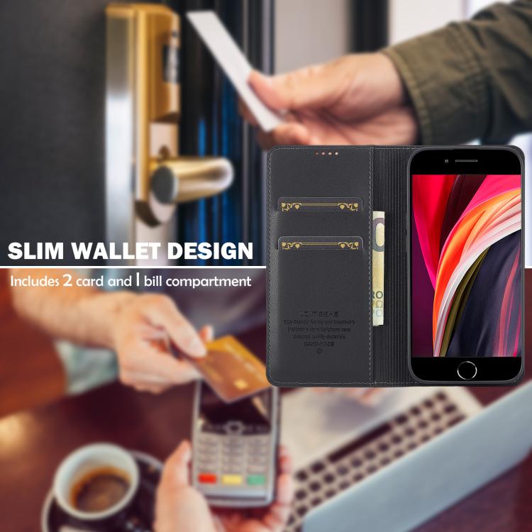 For iPhone 16e LC.IMEEKE L1 Series Frosted Fine Texture PU Phone Case(Black) - iPhone 16e Cases by LC.IMEEKE | Online Shopping UK | buy2fix