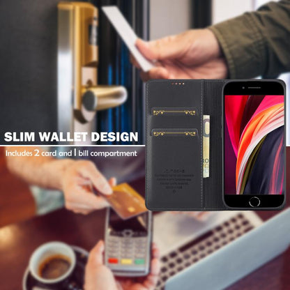 For iPhone 16e LC.IMEEKE L1 Series Frosted Fine Texture PU Phone Case(Black) - iPhone 16e Cases by LC.IMEEKE | Online Shopping UK | buy2fix