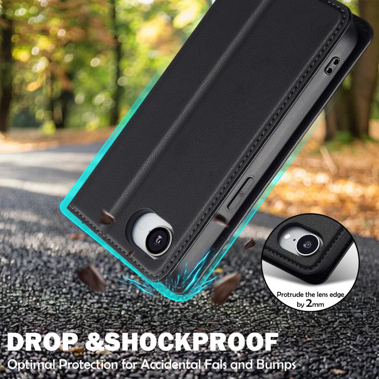 For iPhone 16e LC.IMEEKE L1 Series Frosted Fine Texture PU Phone Case(Black) - iPhone 16e Cases by LC.IMEEKE | Online Shopping UK | buy2fix