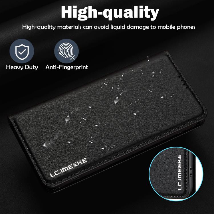 For iPhone 16e LC.IMEEKE L1 Series Frosted Fine Texture PU Phone Case(Black) - iPhone 16e Cases by LC.IMEEKE | Online Shopping UK | buy2fix