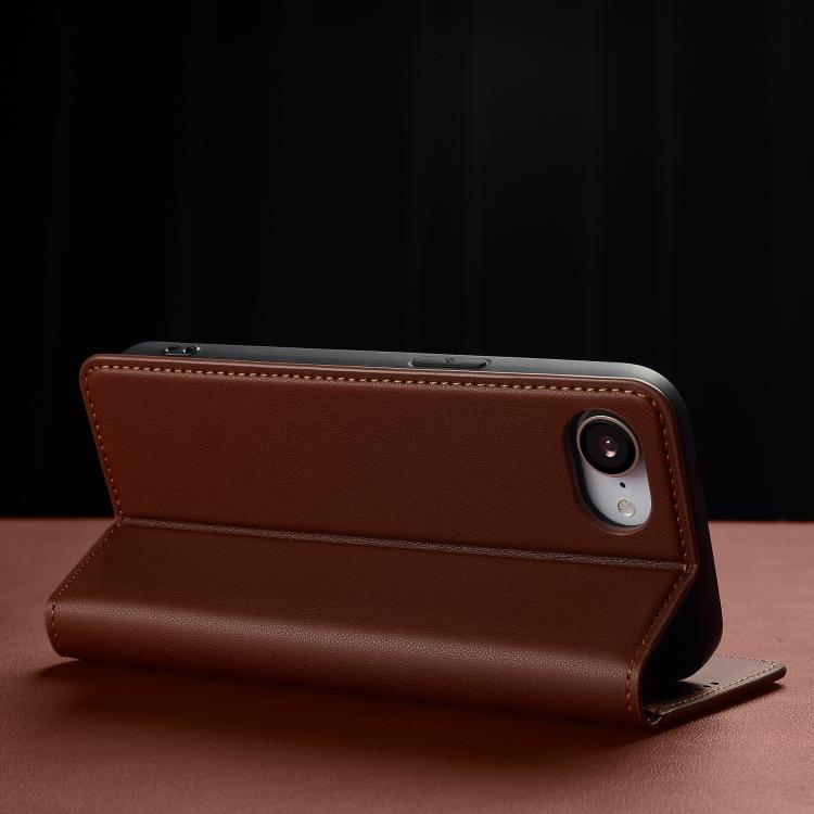 For iPhone 16e LC.IMEEKE L1 Series Frosted Fine Texture PU Phone Case(Brown) - iPhone 16e Cases by LC.IMEEKE | Online Shopping UK | buy2fix