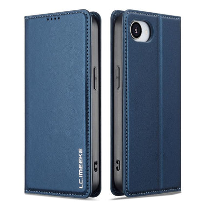 For iPhone 16e LC.IMEEKE L1 Series Frosted Fine Texture PU Phone Case(Blue) - iPhone 16e Cases by LC.IMEEKE | Online Shopping UK | buy2fix