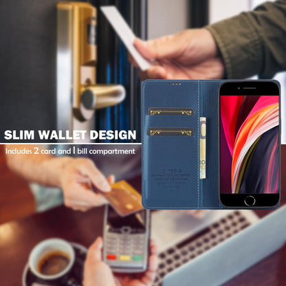 For iPhone 16e LC.IMEEKE L1 Series Frosted Fine Texture PU Phone Case(Blue) - iPhone 16e Cases by LC.IMEEKE | Online Shopping UK | buy2fix