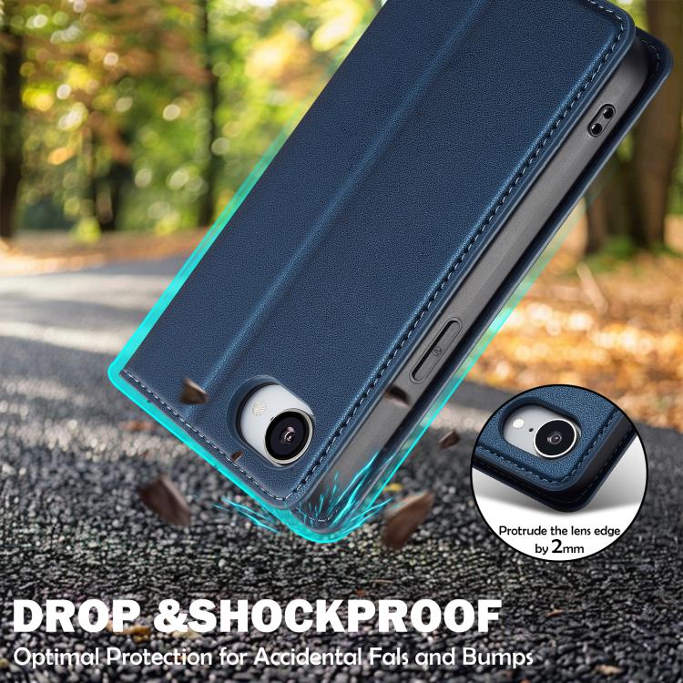 For iPhone 16e LC.IMEEKE L1 Series Frosted Fine Texture PU Phone Case(Blue) - iPhone 16e Cases by LC.IMEEKE | Online Shopping UK | buy2fix