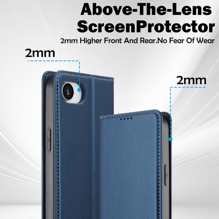 For iPhone 16e LC.IMEEKE L1 Series Frosted Fine Texture PU Phone Case(Blue) - iPhone 16e Cases by LC.IMEEKE | Online Shopping UK | buy2fix