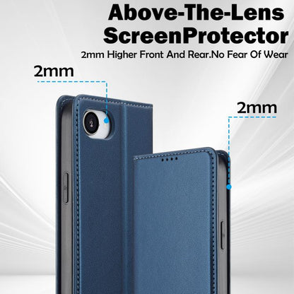 For iPhone 16e LC.IMEEKE L1 Series Frosted Fine Texture PU Phone Case(Blue) - iPhone 16e Cases by LC.IMEEKE | Online Shopping UK | buy2fix
