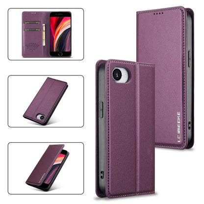 For iPhone 16e LC.IMEEKE L1 Series Frosted Fine Texture PU Phone Case(Purple) - iPhone 16e Cases by LC.IMEEKE | Online Shopping UK | buy2fix